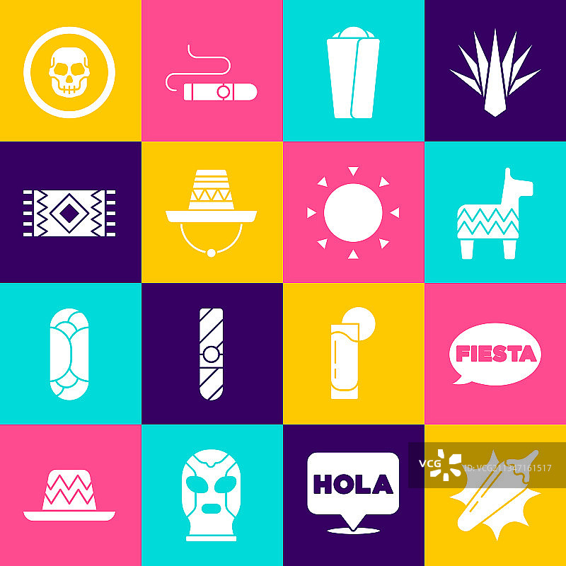 红辣椒豆荚嘉年华皮纳塔墨西哥卷饼套装图片素材