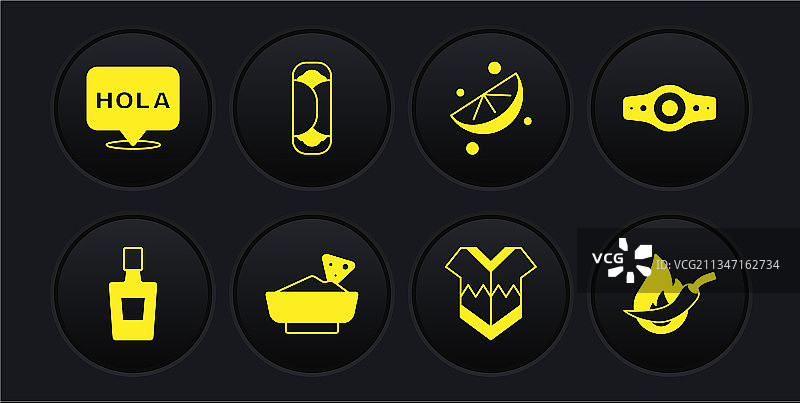 设置龙舌兰酒瓶、摔跤冠军腰带图片素材