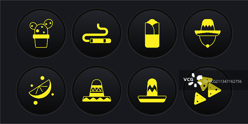 青柠墨西哥帽卷饼雪茄组合图片素材