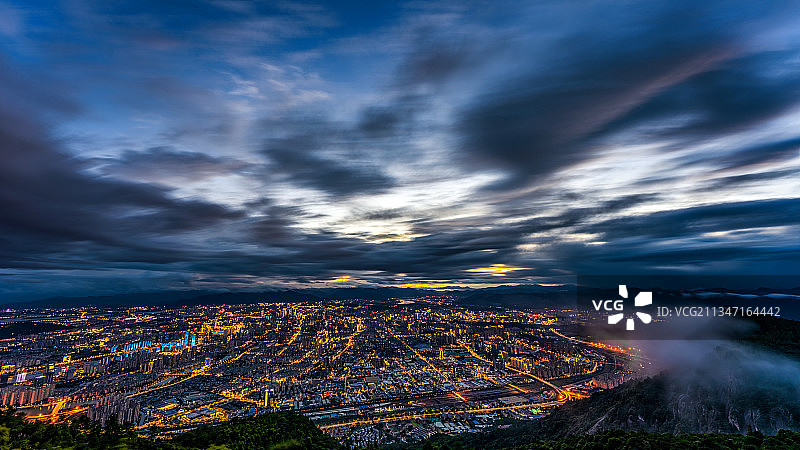 福州城市全景夜景图片素材