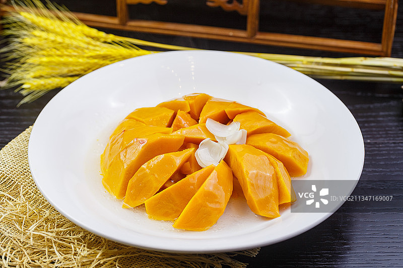 蜂蜜浇汁百合金瓜图片素材