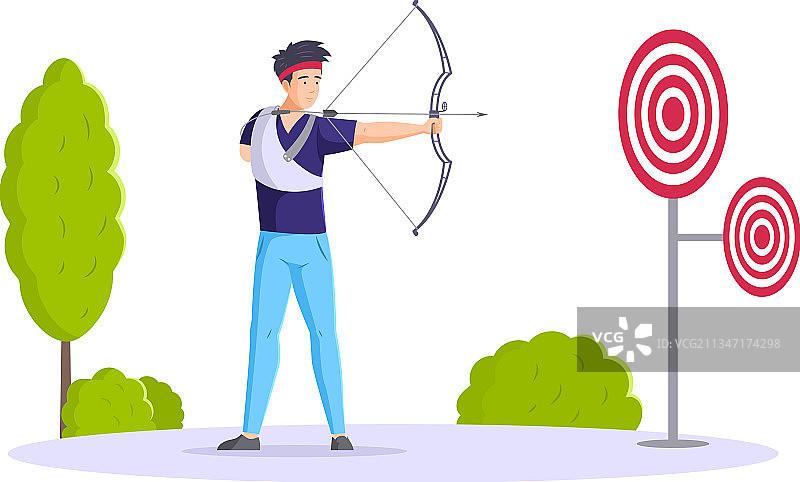 残疾的男性弓箭手正在用运动弓瞄准图片素材
