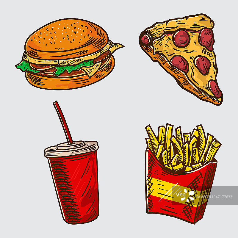 手绘快餐设计合集图片素材