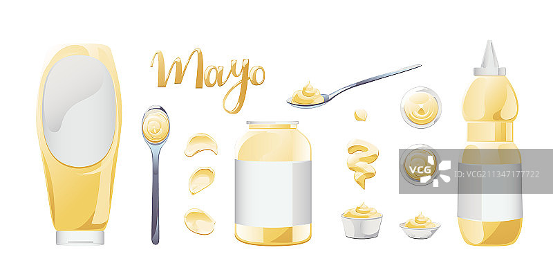 碗装蛋黄酱瓶和污渍套装图片素材