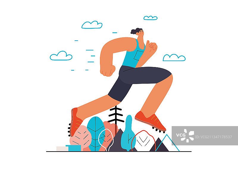 跑步者：一名在户外跑步和锻炼的男人图片素材