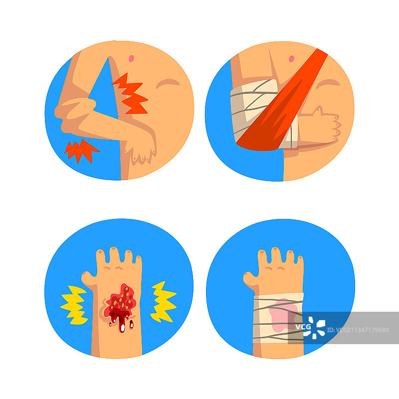 蓝色圆圈中的手臂和手部急救图片素材