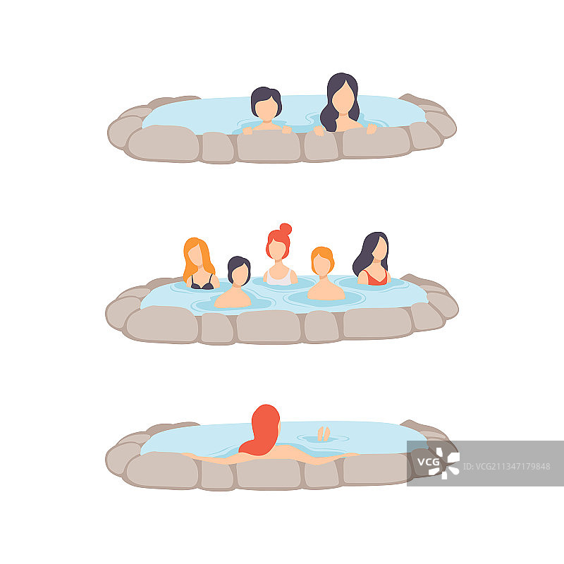 享受户外温泉的人物图片素材