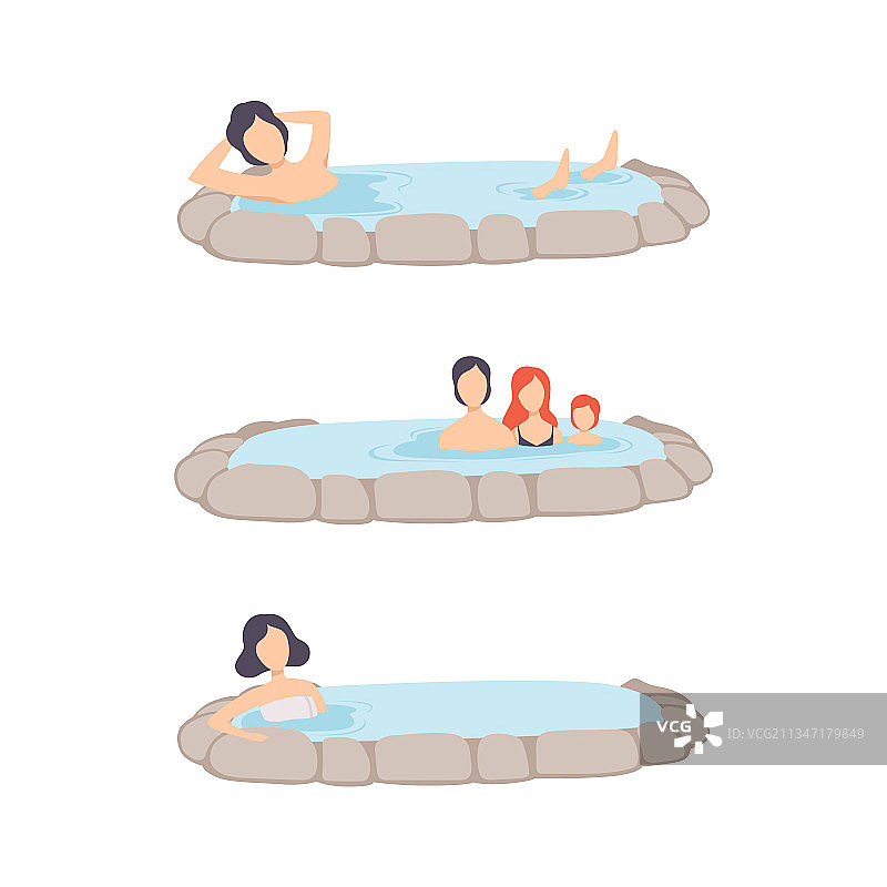 享受户外温泉的人物图片素材