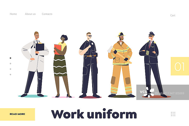 飞行员消防员工作制服引导页图片素材