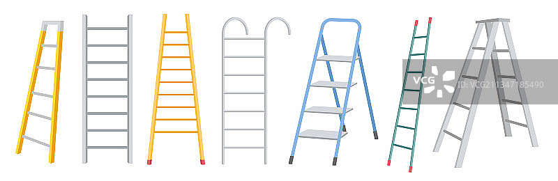 金属梯子建筑施工套装图片素材