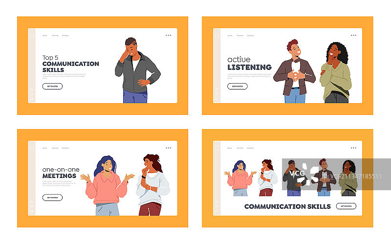 沟通技巧着陆页模板集图片素材