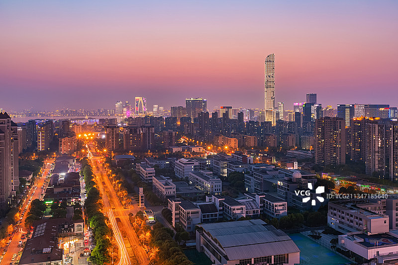 中国江苏省苏州市城市夜景建筑风光图片素材