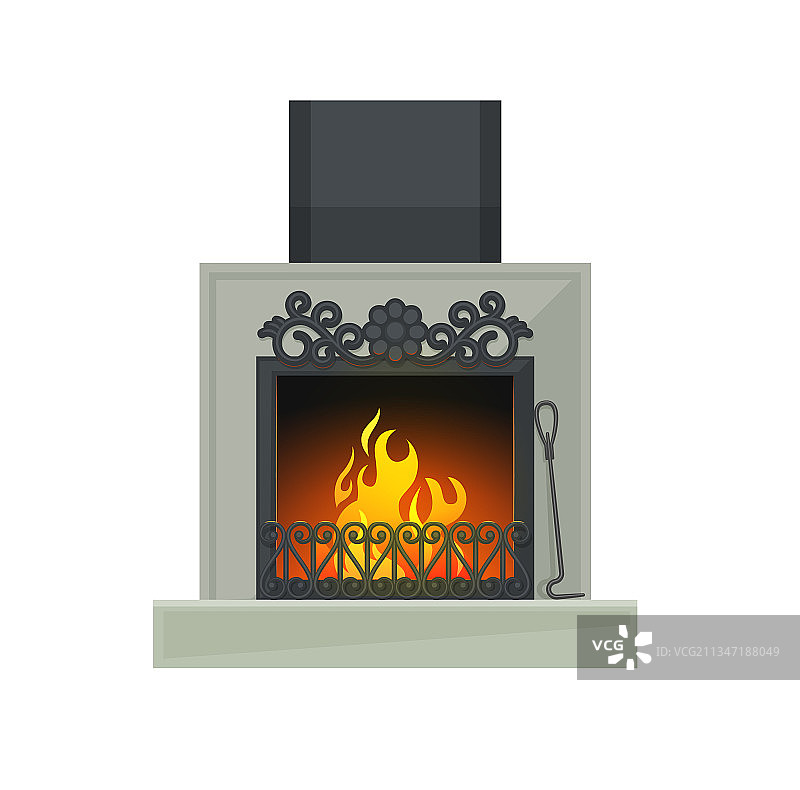 带火焰的家庭壁炉图片素材