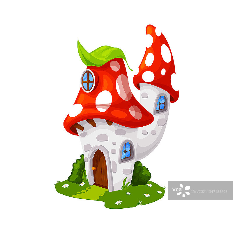 童话风格的毒蝇伞蘑菇房屋卡通建筑图片素材