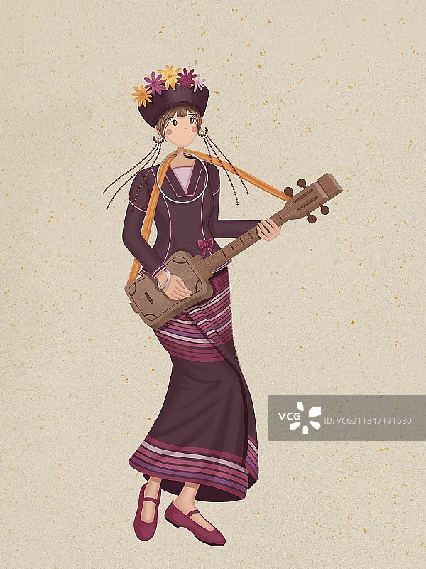 布朗族少女图片素材