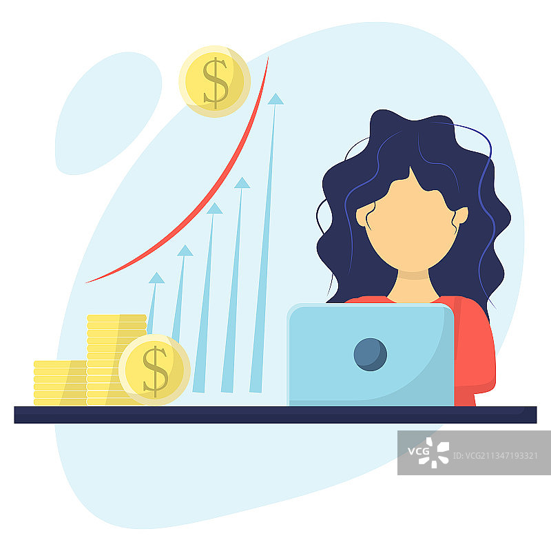 女孩的盈利放大图图片素材