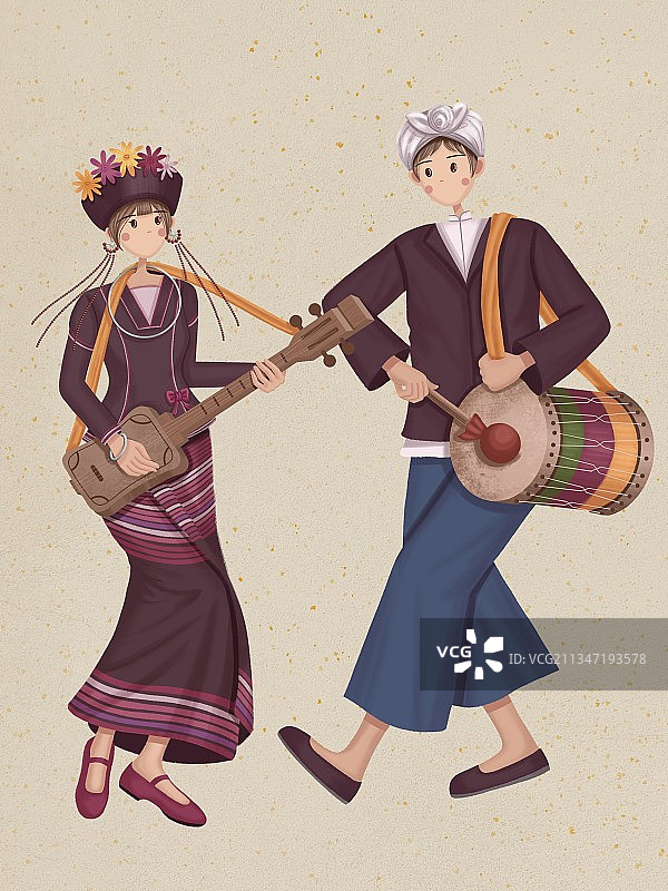 布朗族少男少女图片素材