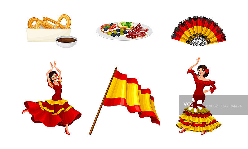 具有跳弗拉门戈舞的女性的西班牙风情图片素材
