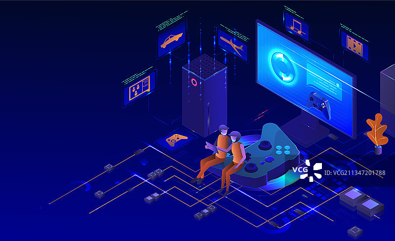 游戏机等距桌面电脑图片素材