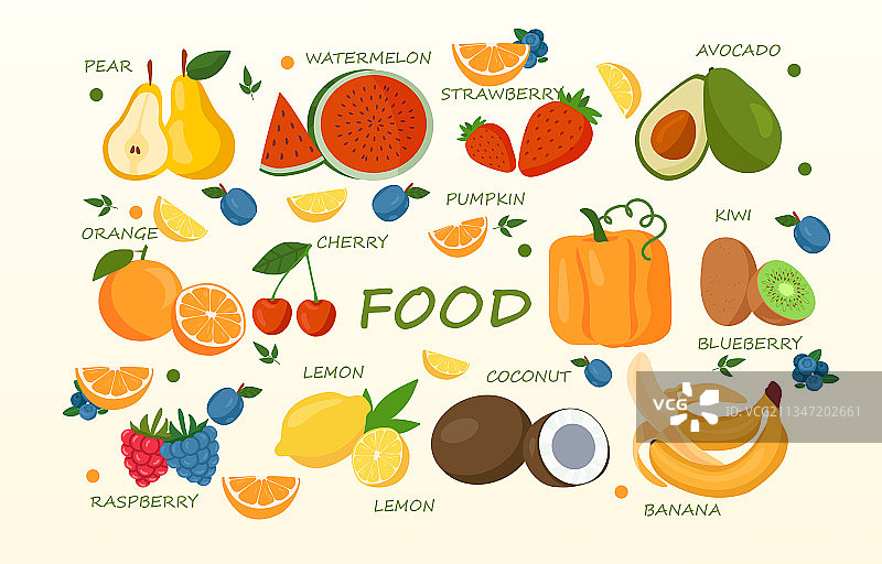 热带水果和图形设计元素图片素材