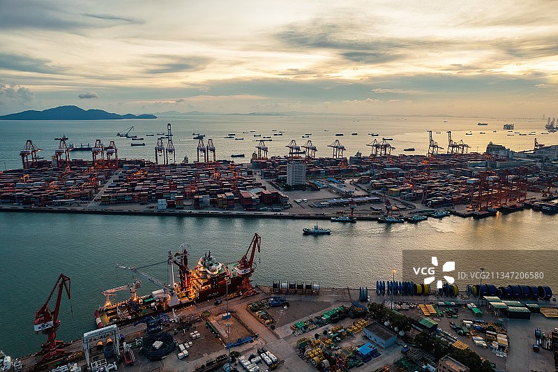 港口的日落图片素材