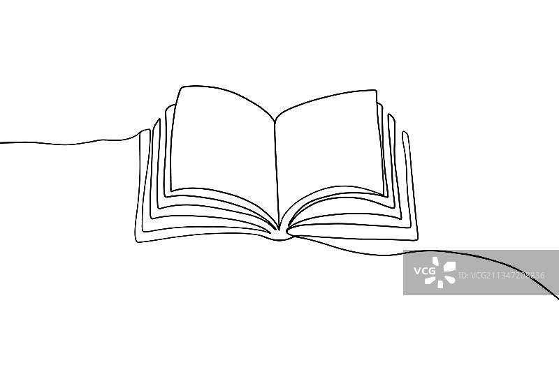 现代书籍轮廓连续线条画图片素材