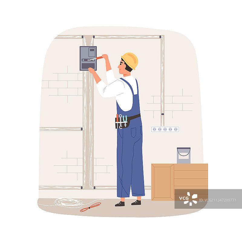 电工维修和安装电气设备图片素材