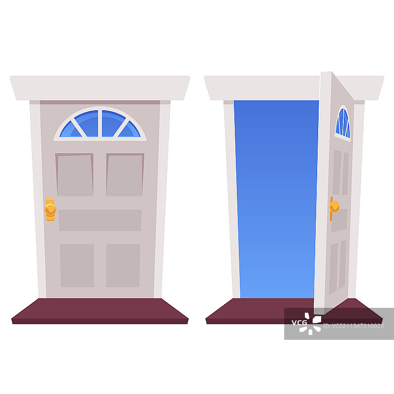 房屋的开关门与蓝色搭配图片素材