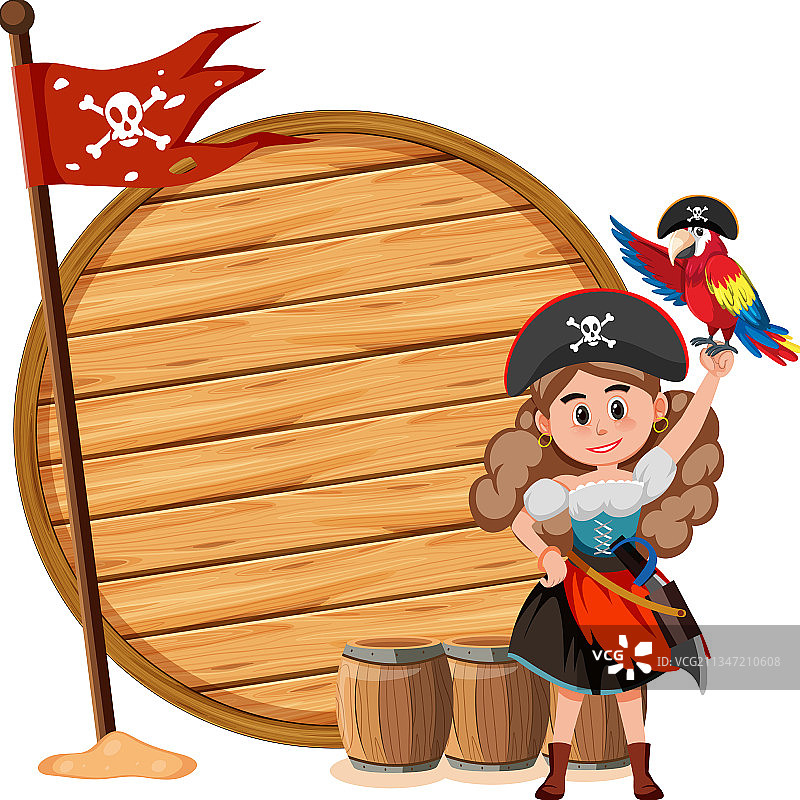 拿着空白banner的海盗女人图片素材