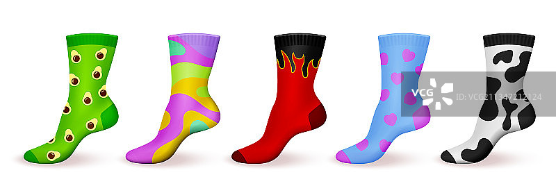 逼真彩色图案袜子图片素材