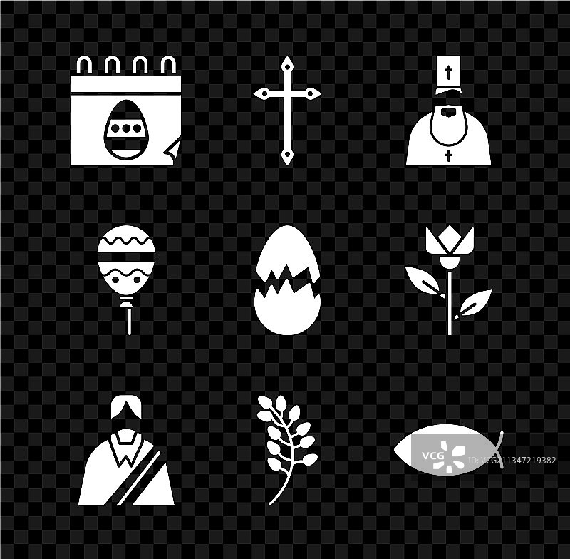 带有复活节彩蛋和基督教十字架的日历图片素材