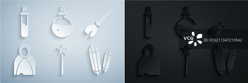 魔术棒、女巫扫帚、斗篷素材图片素材