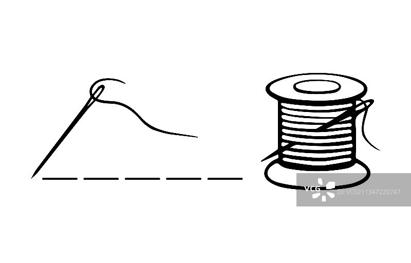 带线针和线轴标志图片素材