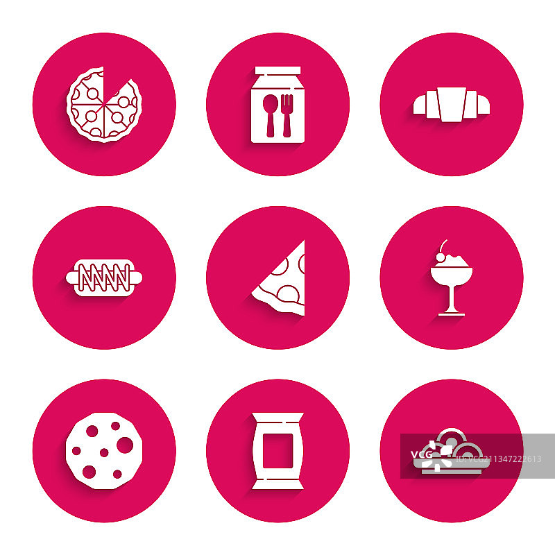 披萨切片、袋装薯片图片素材