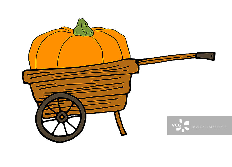 手绘南瓜花园手推车图片素材