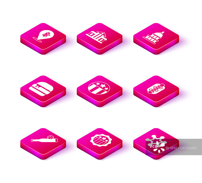 棒球棒与棒球，美国独立日图片素材