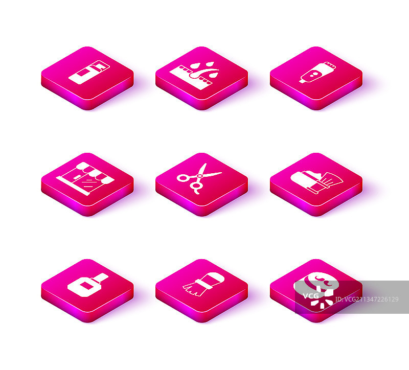 剃须后用品、剃须刷和理发店建筑套装图片素材