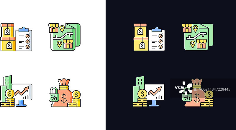 公司股票和特许经营明暗模式图片素材