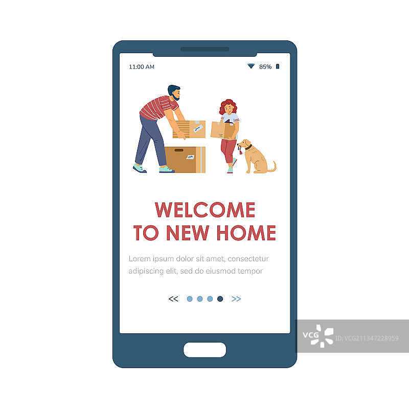 家庭搬家概念引导应用界面图片素材