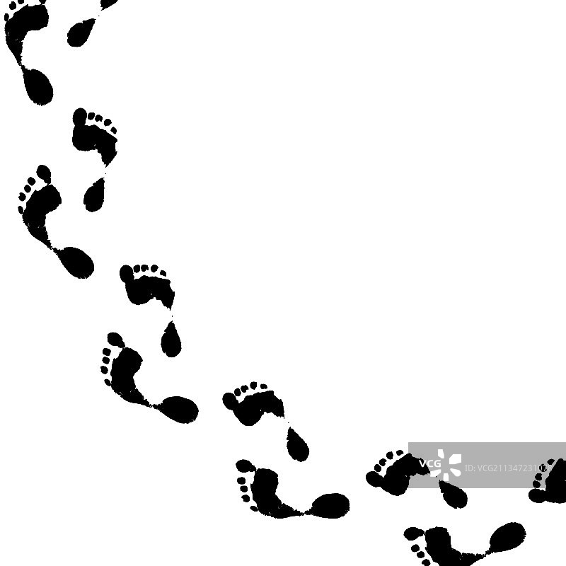 赤脚脚印绘画图片素材