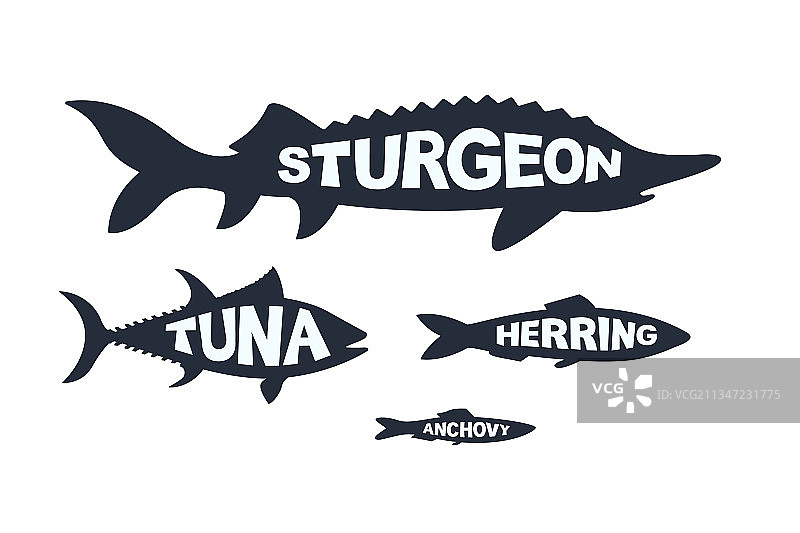 带有文字的鱼剪影图片素材