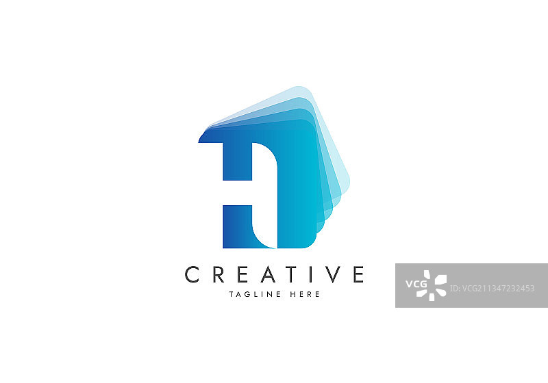 字母H数字媒体堆叠logo图片素材