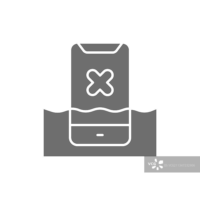 浸水损坏的灰色手机图片素材