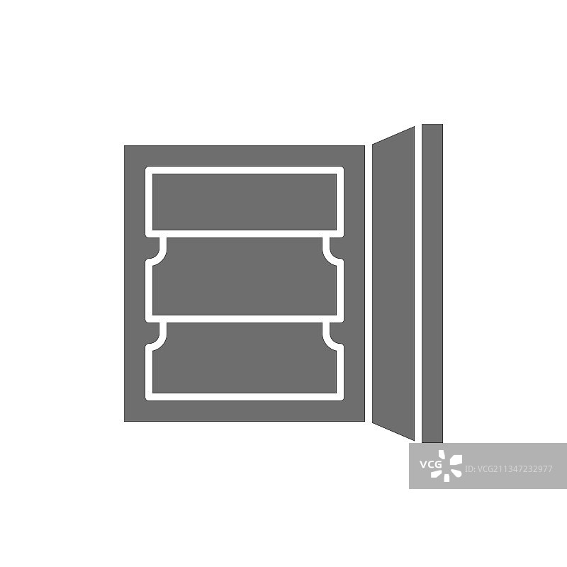 带灰色搁板的冰箱冰柜图标图片素材