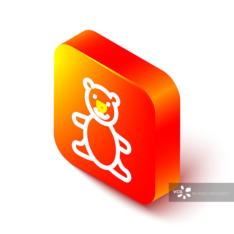 2.5D线条泰迪熊毛绒玩具图标图片素材