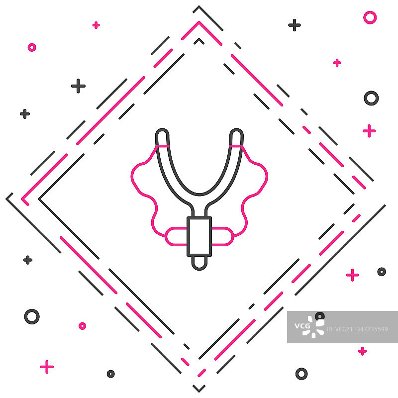 白色背景上的弹弓图标线条简笔画图片素材
