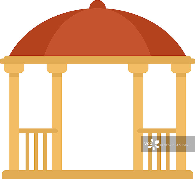 凉亭图标（扁平风格，独立元素）图片素材
