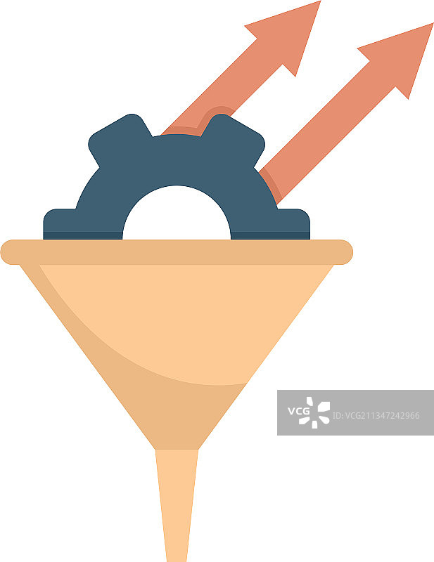 转化率齿轮漏斗扁平图标图片素材