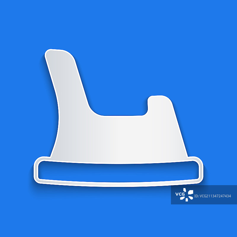 蓝色背景上的剪纸婴儿便盆图标图片素材