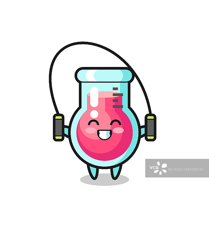 卡通实验室烧杯人物跳跃图片素材